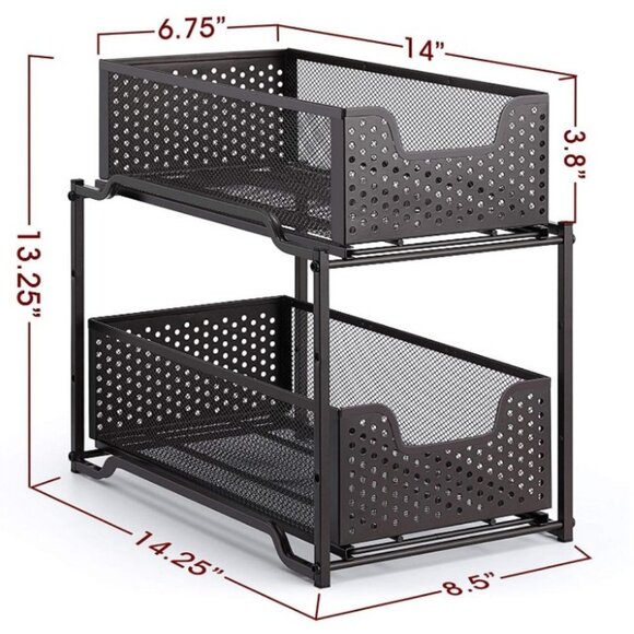 Stackable 2-Tier Cabinet Organizer with Sliding - Picture 2 of 3